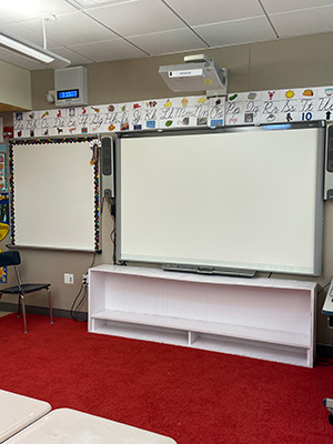 Whiteboard inside classroom with IP Speaker