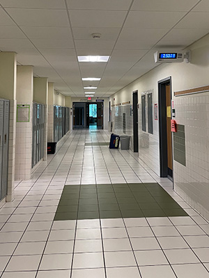 Hallway with double-sided IP Speaker